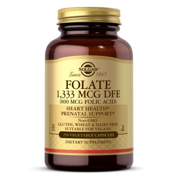 Витамины и минералы Solgar Folate 1333 mcg (Folic Acid 800 mcg), 250 вегакапсул,  мл, Solgar. Фолиевая кислота. Поддержание здоровья 