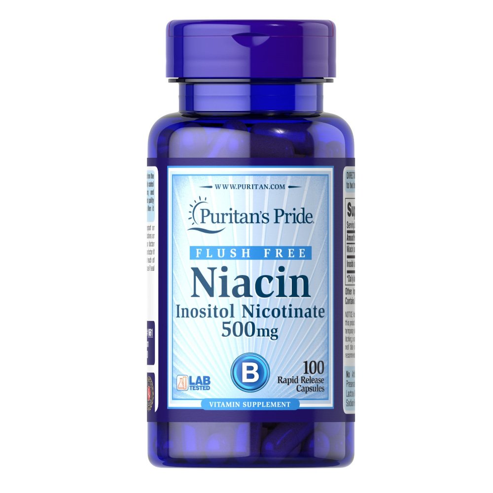 Витамины и минералы Puritan's Pride Niacin 500 mg Flush Free, 100 капсул,  ml, Puritan's Pride. Vitamins and minerals. General Health Immunity enhancement 