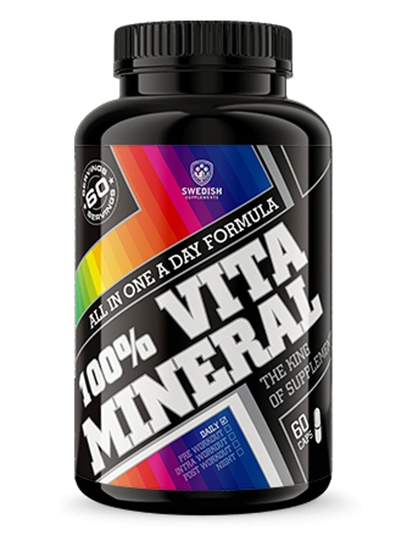 100% Vita-Mineral, 60 pcs, Swedish Supplements. Vitamin Mineral Complex. General Health Immunity enhancement 
