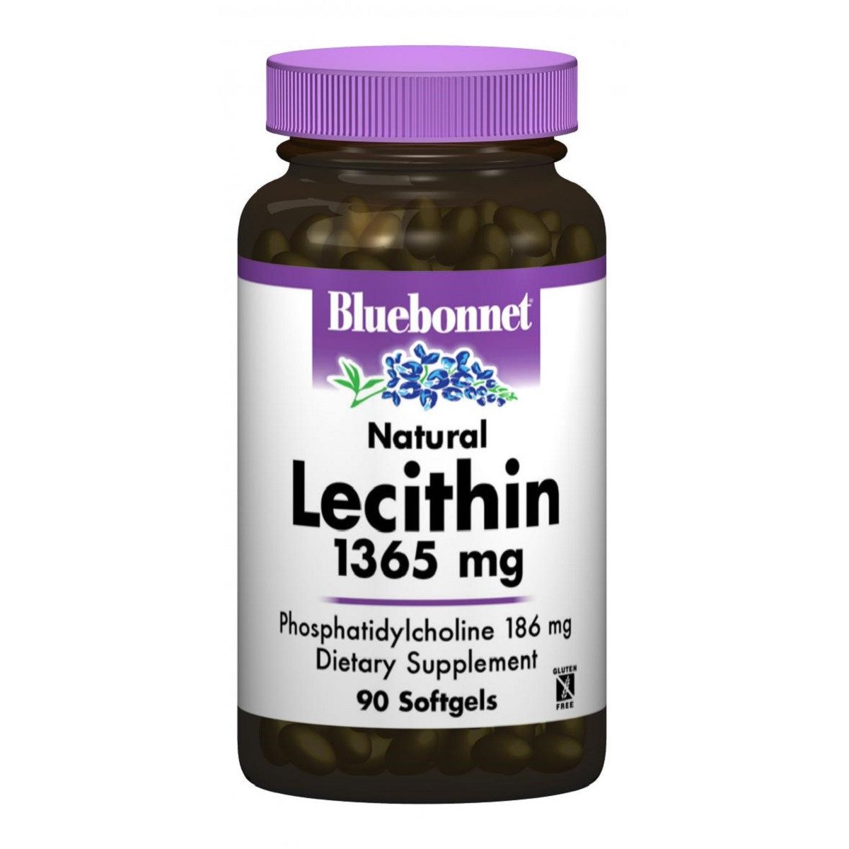 Натуральный Лецитин 1365мг, Bluebonnet Nutrition, 90 желатиновых капсул,  мл, Bluebonnet Nutrition. Лецитин. Поддержание здоровья 