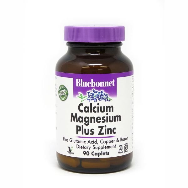 Витамины и минералы Bluebonnet Calcium Magnesium plus Zinc, 90 каплет,  ml, Bluebonnet Nutrition. Vitaminas y minerales. General Health Immunity enhancement 