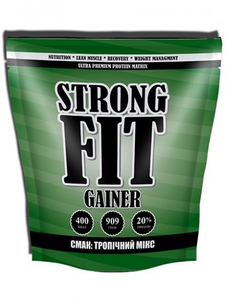 Гейнер Strong Fit Gainer, 909 грамм - тропический микс,  ml, Strong FIT. Ganadores. Mass Gain Energy & Endurance recuperación 