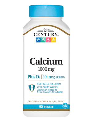 Комплекс 21st Century Calcium Plus D3 1000 mg 90 Tabs,  ml, 21st Century. Calcio Ca. 