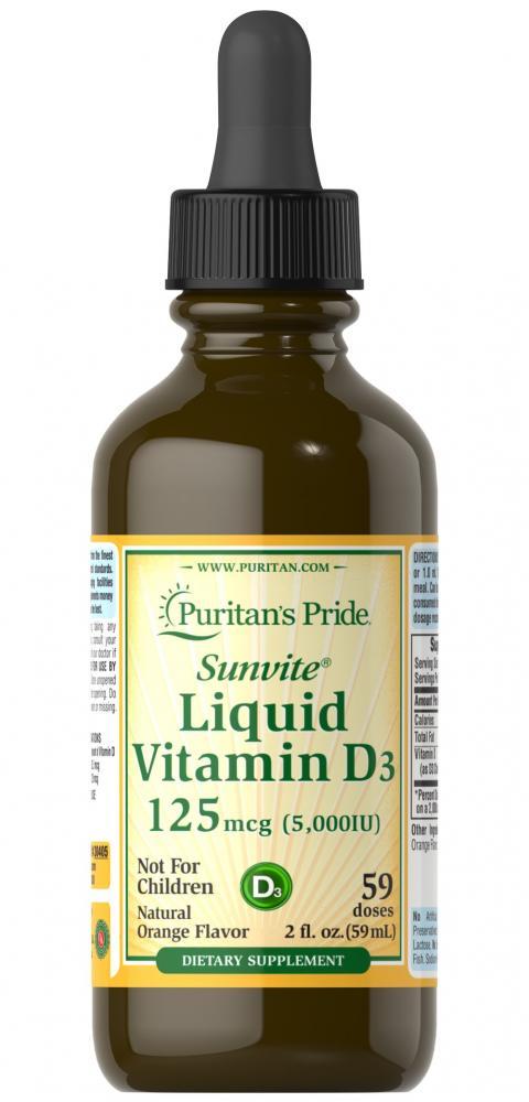 Puritan's Pride Витамин D3 Puritan's Pride Liquid Vitamin D3 5000 IU 59 мл, , 