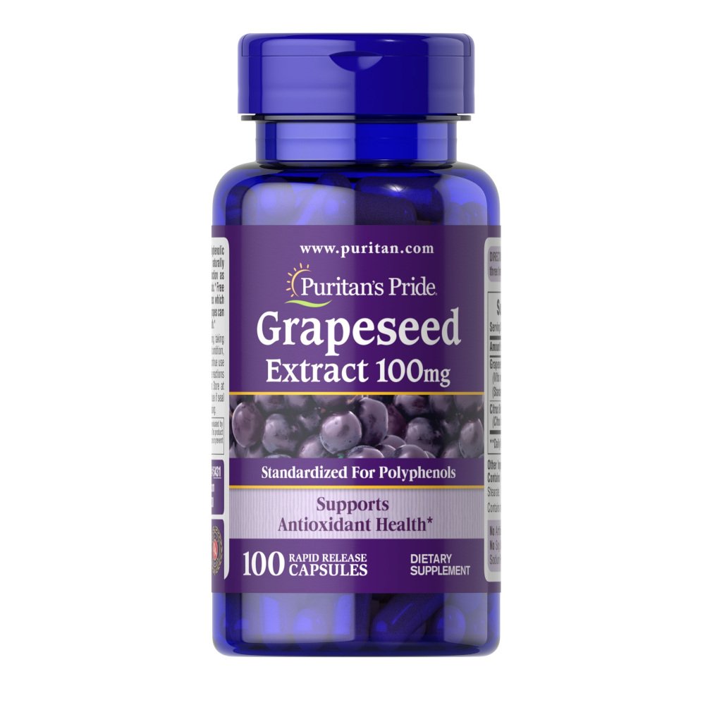Puritan's Pride Натуральная добавка Puritan's Pride Grape Seed Extract 100 mg, 100 капсул, , 