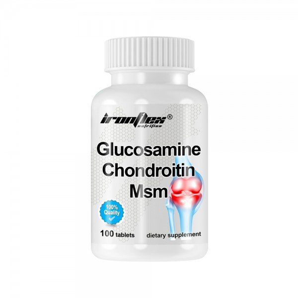 Для суставов и связок IronFlex Glucosamine + Chondroitin + MSM, 100 таблеток,  мл, IronFlex. Хондропротекторы. Поддержание здоровья Укрепление суставов и связок 