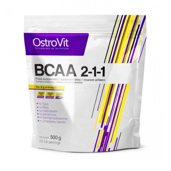 БЦАА OstroVit BCAA 2-1-1 (500 г) островит Lemon,  мл, OstroVit. BCAA. Снижение веса Восстановление Антикатаболические свойства Сухая мышечная масса 