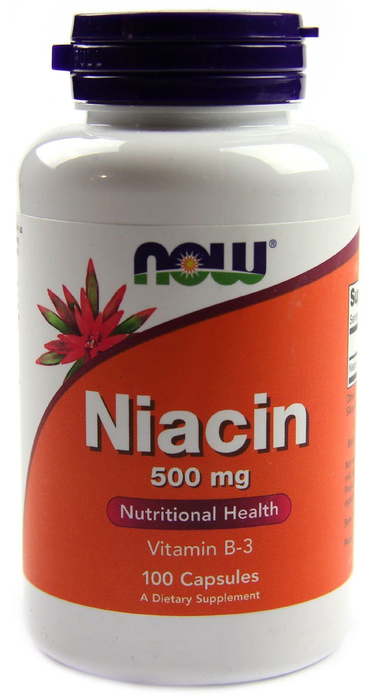 Niacin 500 mg, 100 pcs, Now. Vitamin B. General Health 