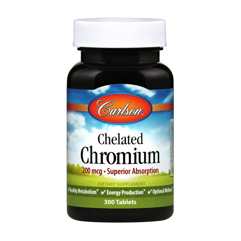 Хром хелат Carlson Labs Chelated Chromium 200 mcg (300 tabs) карлсон лабс,  ml, Carlson Labs. Chromium picolinate. Weight Loss Glucose metabolism regulation Appetite reducing 