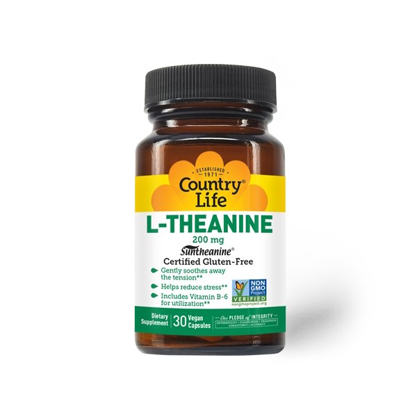 Аминокислота Country Life L-Theanine 200 mg, 30 капсул,  ml, Country Life. Amino Acids. 