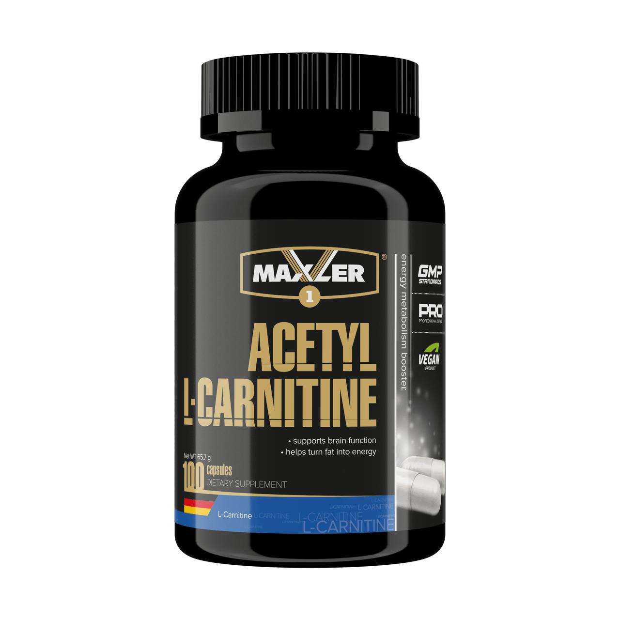 Ацетил Л-карнитин Maxler Acetyl L-Carnitine - 100caps макслер,  мл, Maxler. L-карнитин. Снижение веса Поддержание здоровья Детоксикация Стрессоустойчивость Снижение холестерина Антиоксидантные свойства 