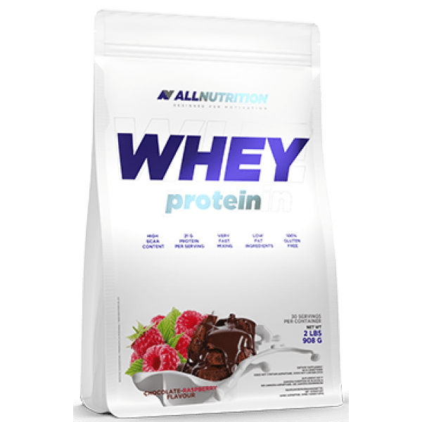 AllNutrition Сывороточный протеин концентрат AllNutrition Whey Protein (900 г) алл нутришн Chocolate Raspberry, , 