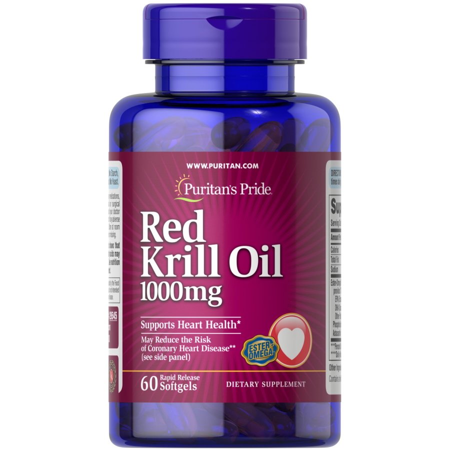 Puritan's Pride Жирные кислоты Puritan's Pride Red Krill Oil 1000 mg, 60 капсул, , 