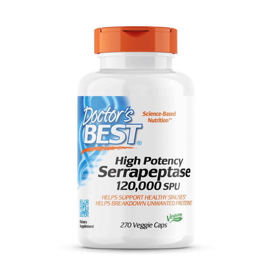 Doctor's BEST Натуральная добавка Doctor's Best Serrapeptase 120000 SPU High Potency, 270 капсул, , 