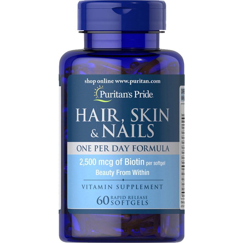 Витамины и минералы Puritan's Pride Hair Skin and Nails One Per Day Formula, 60 капсул,  ml, Puritan's Pride. Vitamins and minerals. General Health Immunity enhancement 