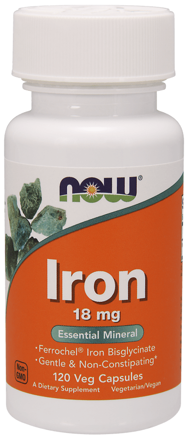 Iron 18 mg NOW Foods 120 Veggie Caps,  ml, Now. Vitamins and minerals. General Health Immunity enhancement 