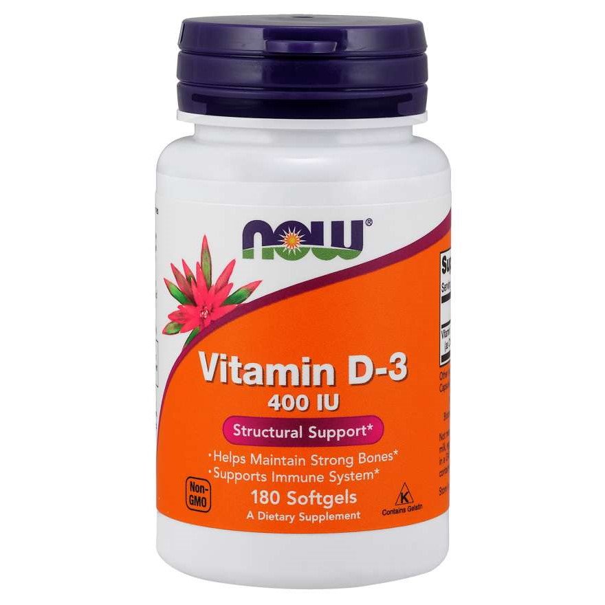 Витамины и минералы NOW Vitamin D3 400 IU, 180 капсул,  мл, Now. Витамины и минералы. Поддержание здоровья Укрепление иммунитета 