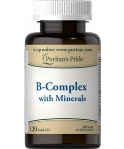 B-Complex with Minerals, 120 pcs, Puritan's Pride. Vitamin Mineral Complex. General Health Immunity enhancement 