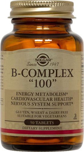 Solgar B-Complex 100 50 таб Без вкуса,  мл, Solgar. Витамин B. Поддержание здоровья 