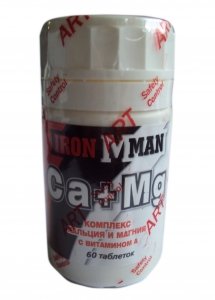 Ca + Mg, 60 pcs, Ironman. Calcium, magnesium and zinc. General Health 