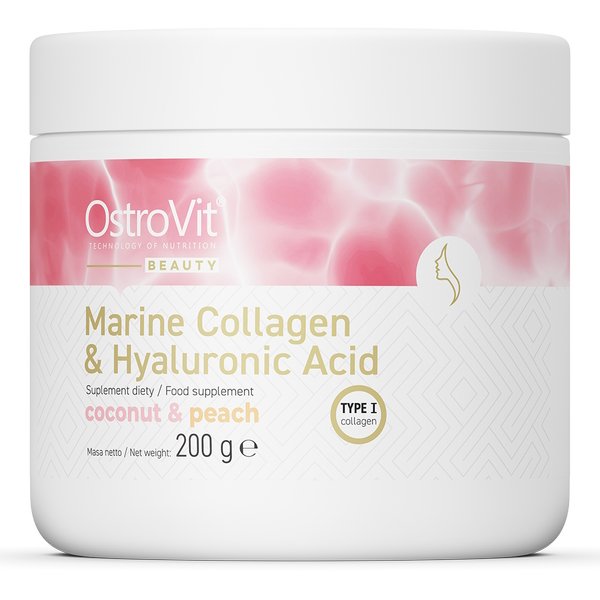 Для суставов и связок OstroVit Marine Collagen + Hyaluronic Acid, 200 грамм Кокос-персик,  ml, OstroVit. For joints and ligaments. General Health Ligament and Joint strengthening 