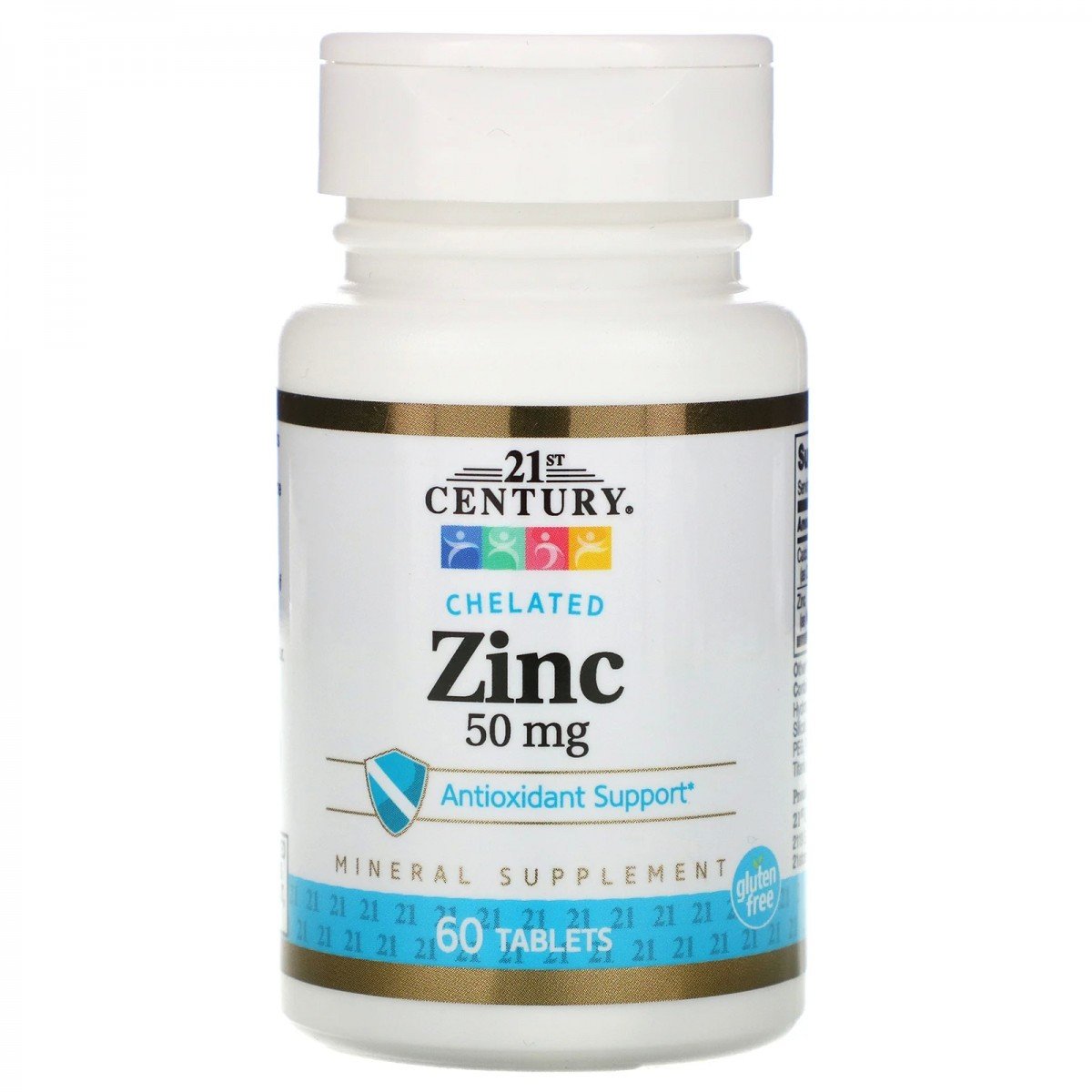 Добавка 21st Century Zinc Chelated 50 mg 60 Tabs,  мл, 21st Century. Витамины и минералы. Поддержание здоровья Укрепление иммунитета 