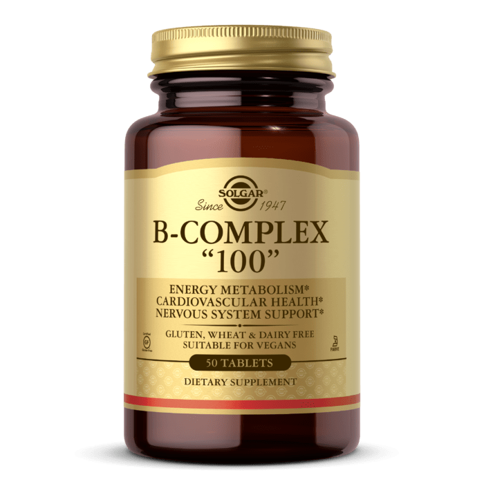 Комплекс витаминов группы Б Solgar B-Complex "100" (50 табл) солгар,  мл, Solgar. Витамин B. Поддержание здоровья 