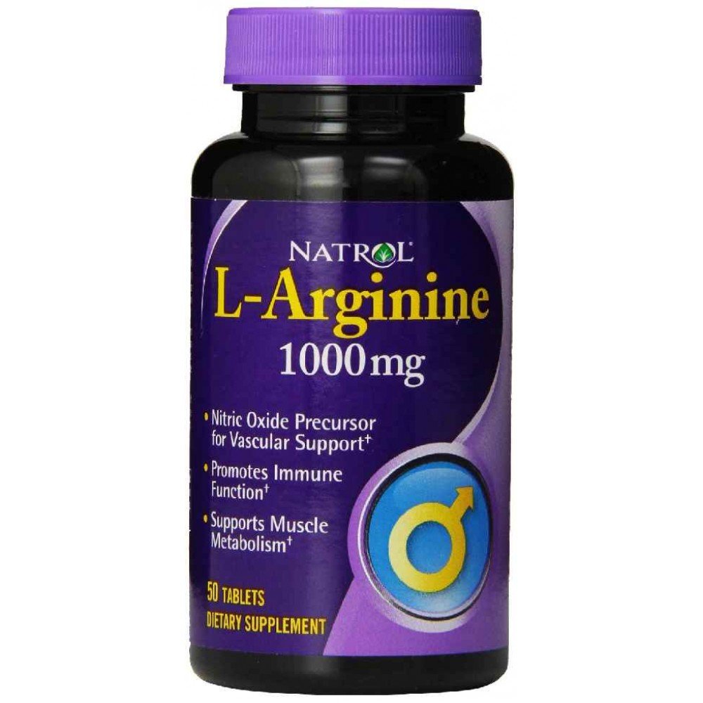 L-Arginine 1000 mg, 50 pcs, Natrol. Arginine. recovery Immunity enhancement Muscle pumping Antioxidant properties Lowering cholesterol Nitric oxide donor 