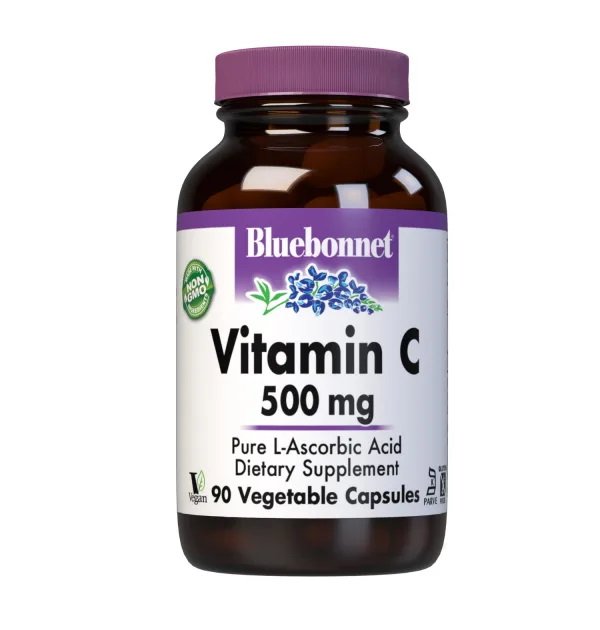 Витамины и минералы Bluebonnet Vitamin C 500 mg, 90 вегакапсул,  ml, Bluebonnet Nutrition. Vitamins and minerals. General Health Immunity enhancement 