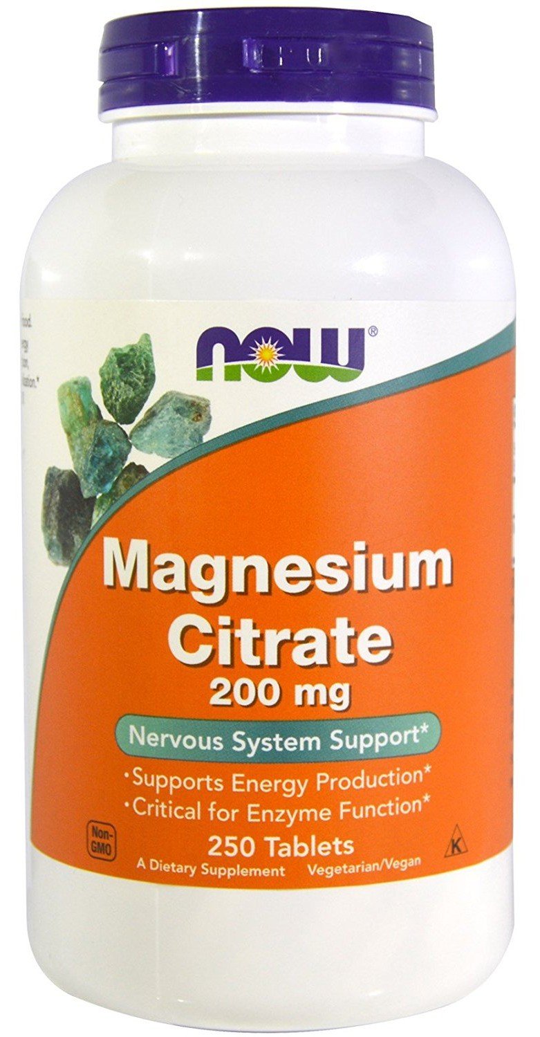 Magnesium Citrate 200 mg, 250 pcs, Now. Magnesium Mg. General Health Lowering cholesterol Preventing fatigue 