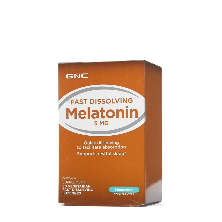 Восстановитель GNC Melatonin 5 mg Fast Dissolving, 60 леденцов - перечная мята, СРОК 04.22,  мл, GNC. Послетренировочный комплекс. Восстановление 