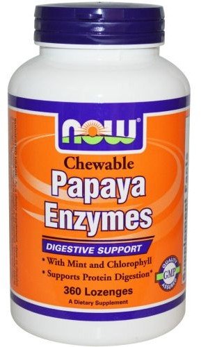 Chewable Papaya Enzymes, 360 шт, Now. Спец препараты. 