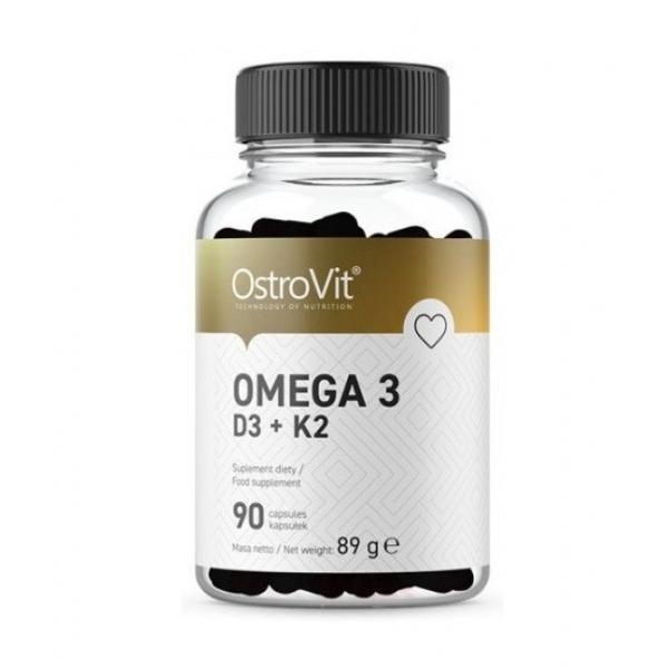 Омега 3 OstroVit Omega 3 D3+K2 (90 капс) островит,  мл, OstroVit. Омега 3 (Рыбий жир). Поддержание здоровья Укрепление суставов и связок Здоровье кожи Профилактика ССЗ Противовоспалительные свойства 