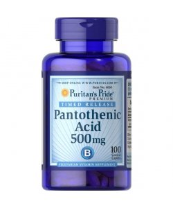 Pantothenic Acid 500, 100 шт, Puritan's Pride. Витамин B. Поддержание здоровья 