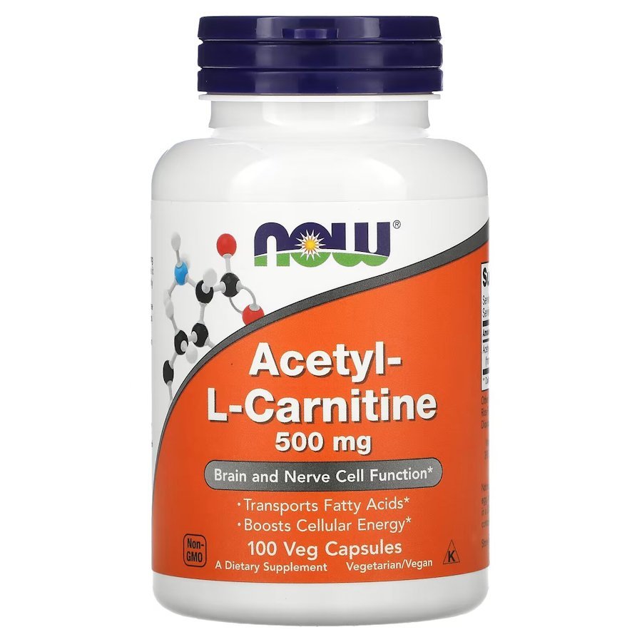 Жиросжигатель NOW Acetyl-L-Carnitine 500 mg, 100 вегакапсул,  мл, Now. Жиросжигатель. Снижение веса Сжигание жира 