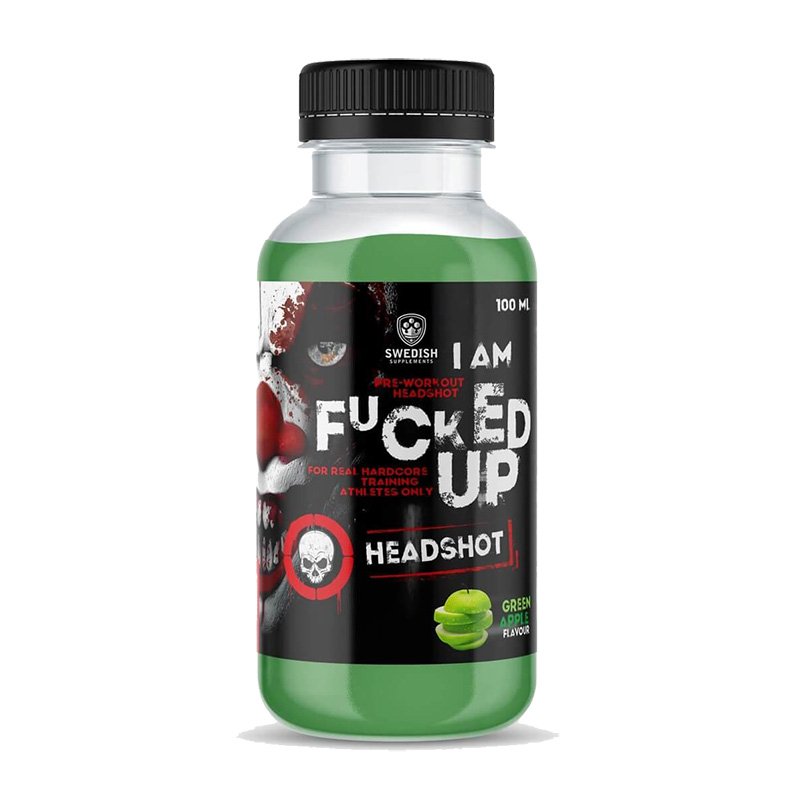Предтренировочный комплекс Swedish Fucked Up Headshot, 100 мл Зеленое яблоко,  ml, Swedish Supplements. Pre Workout. Energy & Endurance 