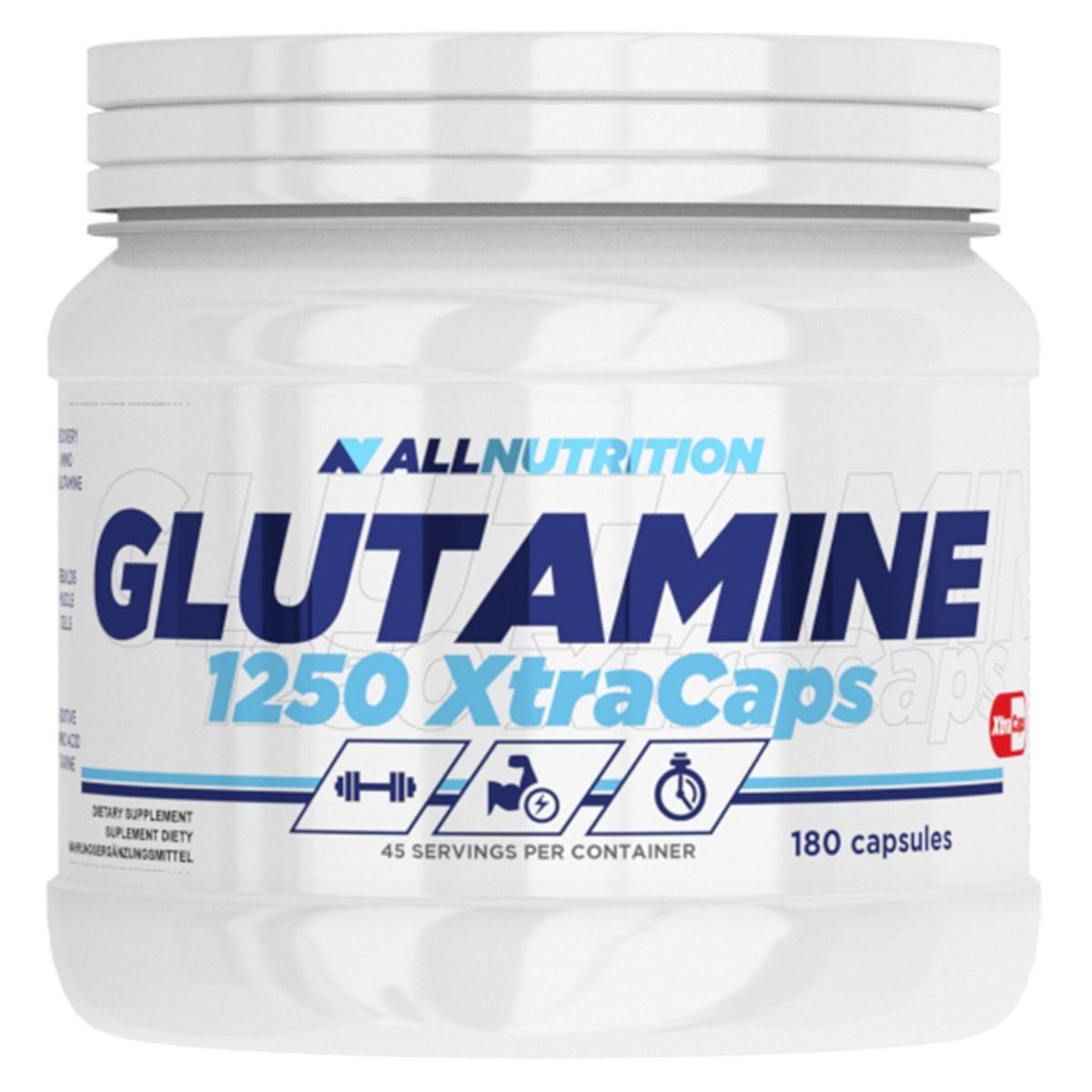 Глютамин AllNutrition Glutamine 1250 Xtracaps (180 капс) оллнутришн,  мл, AllNutrition. Глютамин. Набор массы Восстановление Антикатаболические свойства 