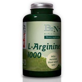 L-Arginine 1000, 90 piezas, BioTech. Arginina. recuperación Immunity enhancement Muscle pumping Antioxidant properties Lowering cholesterol Nitric oxide donor 