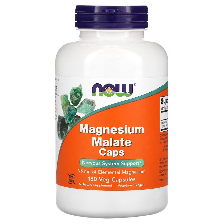 Витамины и минералы NOW Magnesium Malate, 180 вегакапсул,  ml, Now. Vitaminas y minerales. General Health Immunity enhancement 