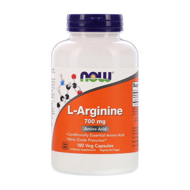 Л-Аргинин Now Foods L-Arginine 700 mg (180 капсул) нау фудс,  ml, Now. Arginina. recuperación Immunity enhancement Muscle pumping Antioxidant properties Lowering cholesterol Nitric oxide donor 