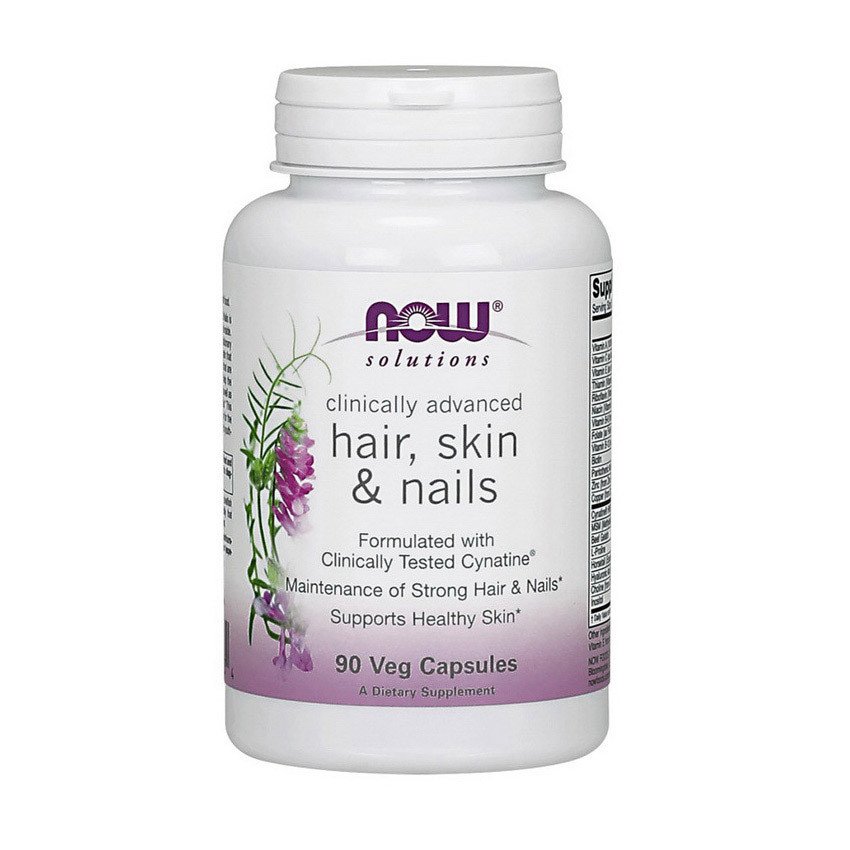 Витамины для волос, кожи и ногтей Now Foods Hair, Skin & Nails (90 капс) нау фудс,  мл, Now. Витамины и минералы. Поддержание здоровья Укрепление иммунитета 