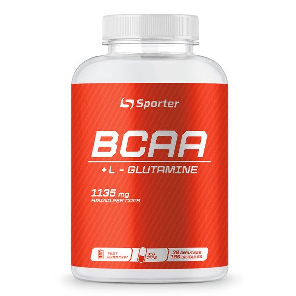 BCAA Sporter BCAA + Glutamine, 180 капсул,  мл, OstroVit. BCAA. Снижение веса Восстановление Антикатаболические свойства Сухая мышечная масса 
