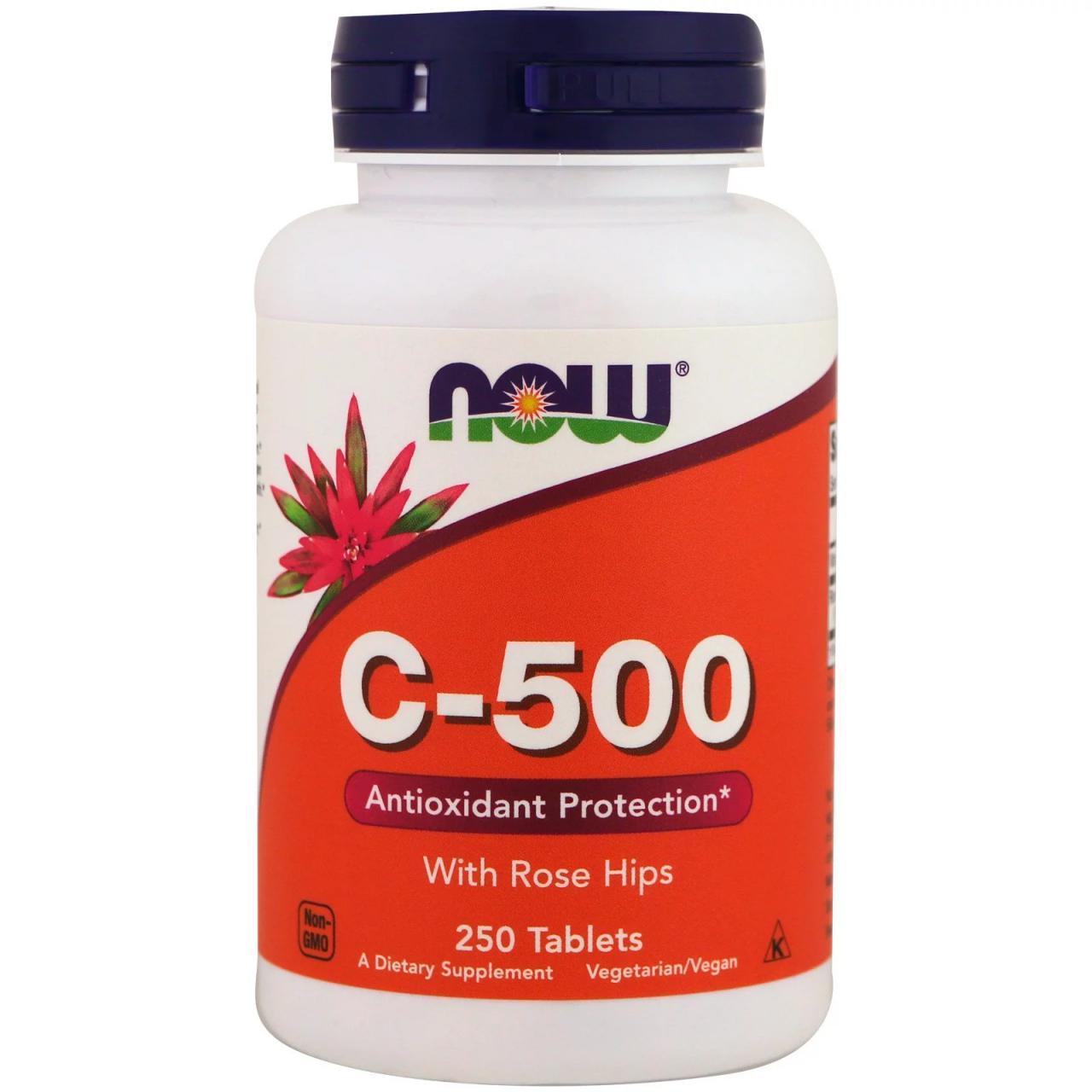 Вітамін С NOW Foods C-500 250 tabs,  ml, Now. Vitamins and minerals. General Health Immunity enhancement 