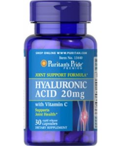 Hyaluronic Acid 20 mg, 30 pcs, Puritan's Pride. Hyaluronic Acid. General Health 