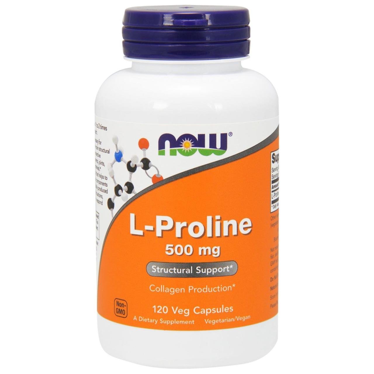 Амінокислота NOW Foods L-Proline 500 mg 120 Veggie Caps,  мл, Now. Хондропротекторы. Поддержание здоровья Укрепление суставов и связок 