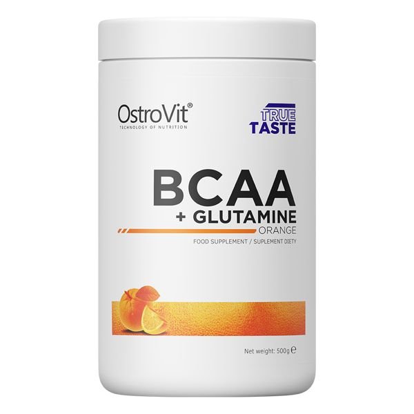 BCAA OstroVit BCAA + Glutamine, 500 грамм Апельсин,  мл, OstroVit. BCAA. Снижение веса Восстановление Антикатаболические свойства Сухая мышечная масса 