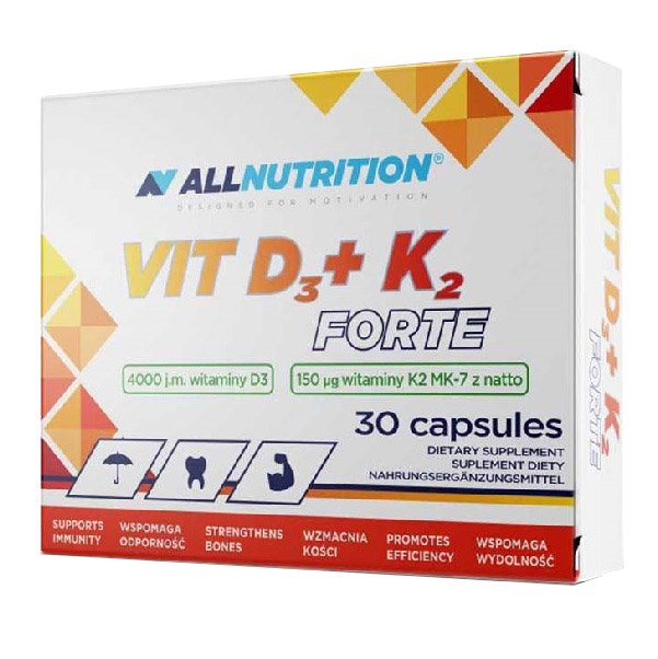 Витамины и минералы AllNutrition Vitamin D3+K2 Forte, 30 капсул ,  мл, AllNutrition. Витамин D. 