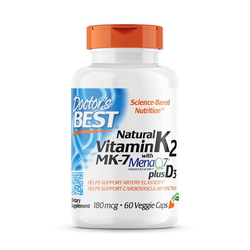 Витамины и минералы Doctor's Best Natural Vitamin K2 MK-7 + D3, 60 капсул,  ml, Doctor's BEST. Vitamins and minerals. General Health Immunity enhancement 