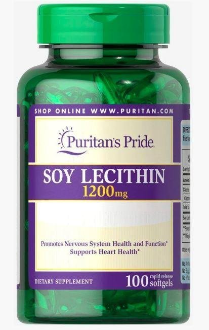 Соєвий лецитин Puritan's Pride Soy Lecithin 1200 mg 100 Softgels,  ml, Puritan's Pride. Suplementos especiales. 