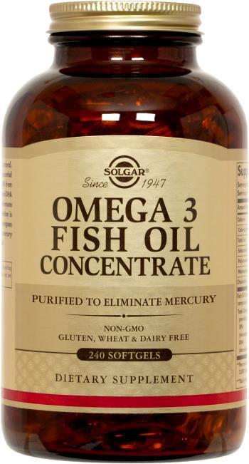 Omega-3 Fish Oil Concentrate Solgar 240 Softgels,  ml, Solgar. Omega 3 (Fish Oil). General Health Ligament and Joint strengthening Skin health CVD Prevention Anti-inflammatory properties 